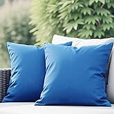 WHATWEARS 18" x 18" Throw Pillows, Outdoor Waterproof Pillows with Inserts, Square Decorative Pillows for Patio Furniture Garden Couch Sofa Home(Navy Blue, Set of 2)