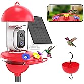 Hummingbird Feeder with Camera, Smart Humming Bird Feeder Camera Solar Powered, AI Identify and Instant Notifications, 2K Live View, Auto Record Video, Ant and Bee Proof,Ideal Gift for Bird Lovers