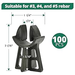Strasee 100Pcs 1-3/16" Snap Rebar Chairs Plastic