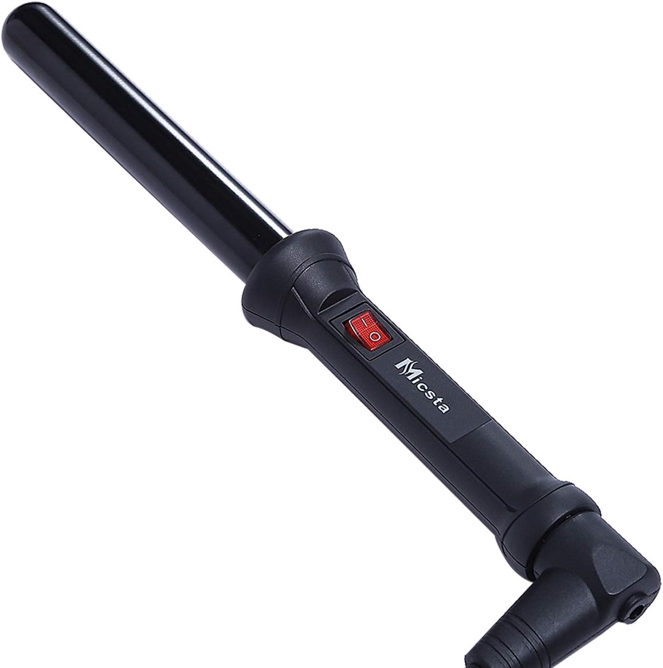 MICSTA Negative Ions Curling Iron Long Barrel Ceramic Coated, Dual Voltage Curling Wand Quick Heating, Beach Wave Hair Curler Fast Styling for Long Hair, with Glove and Mat, Black(Grande (1"))