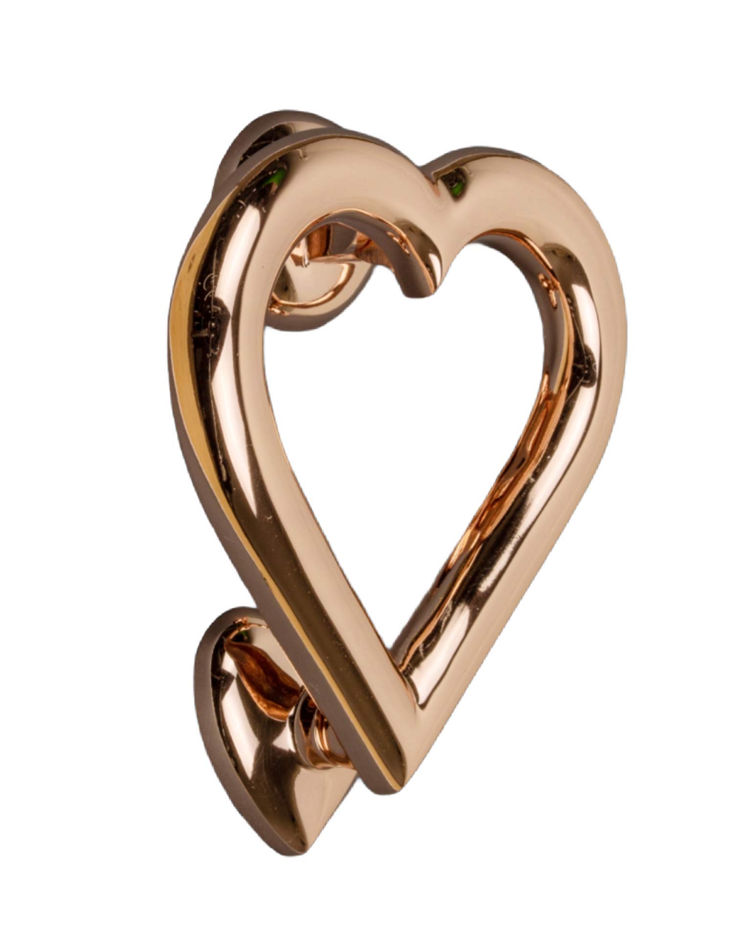 Love Heart Door Knocker for Front Door | Polished Solid Brass Knockers with Strike Plate | UPVC | Love Heart Front Door Furniture with a Unique Design (Rose Gold)