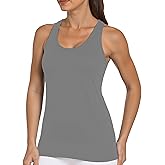 Tank Top for Women, Workout Tank Tops Woman, Long Athletic Racerback Tank Tops for Women, Compression Sleeveless Shirts Large, Grey