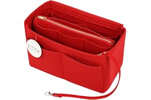 ETTP Purse Organizer Insert, Felt Tote Organizer Insert With Metal Zipper, Handbag Organizer For Speedy, Neverfull, Tote, Handbag, 7 Colors 5 Sizes