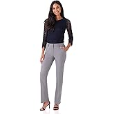 Rekucci Women's Smart Stretch Desk to Dinner Straight Leg Dress Pant, Regular/Tall/Petite Length Trouser