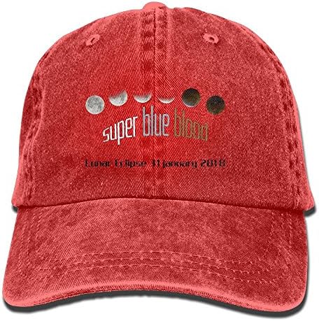 Supermoon Lunar Eclipse Blue Blood Moon 2018 Flex Denim Hat Trucker Hat Red