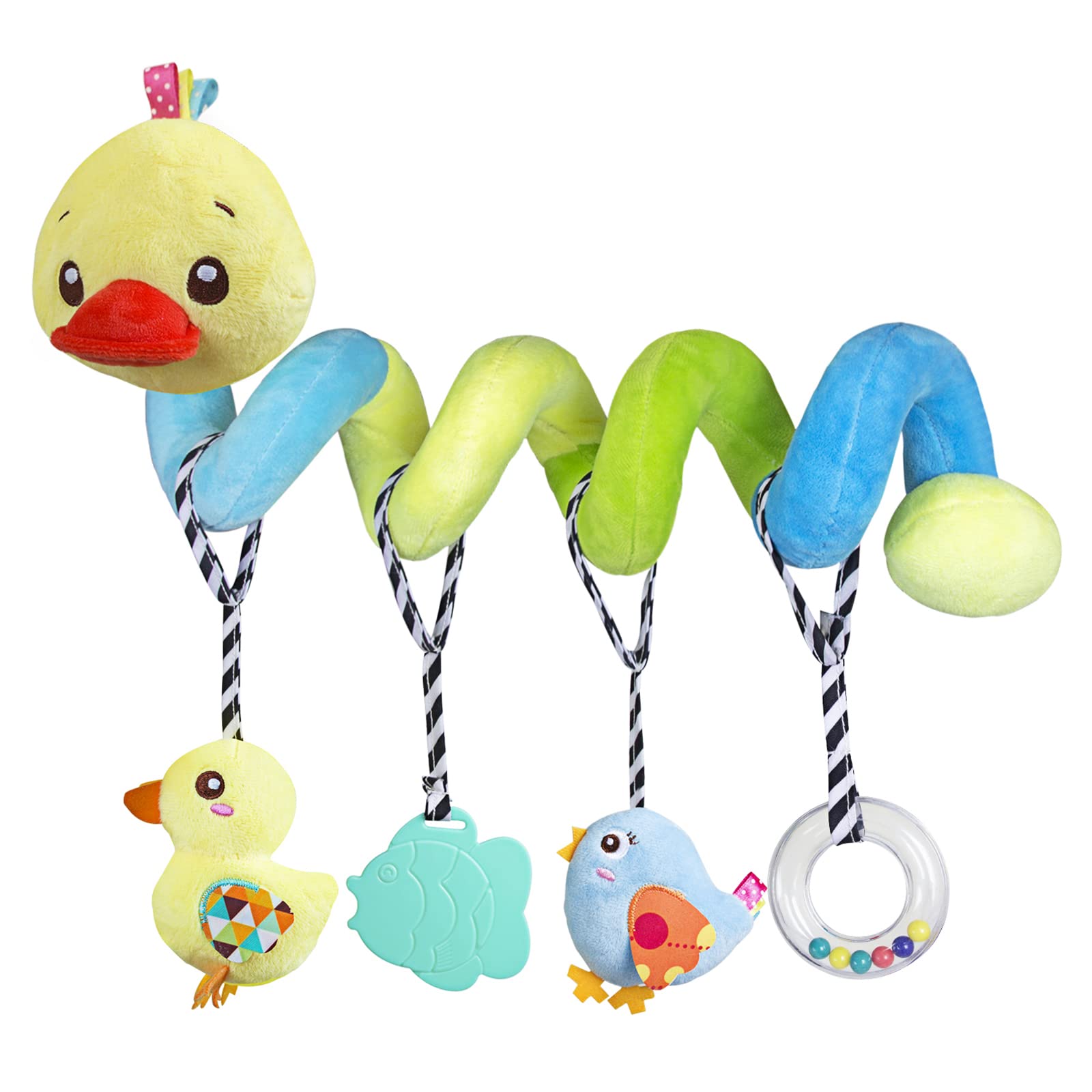 thumbnail image 2 of Caterbee Baby Car Seat & Stroller Toy - Spiral Hanging Activity Set With 4 Plush Animals 2 of 10