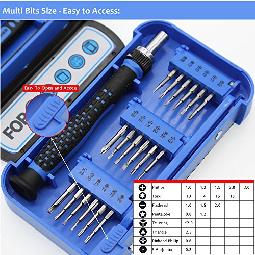 Kingsdun 24pcs Iphone 7 Repair Tool Kit for Apple iPhone 6/6S/5/5C/5S/4S, Ratcheting Screwdriver Bit Set with Metal Spudger Opening Pry Tools & ESD Tweezers in Mini Pocket Box
