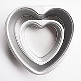 Nakouerhuo 2Pcs Aluminum Deep Heart Shaped Cake Pan Set,Reusable DIY Baking Heart Mold with Removable Bottom,Detachable Push Pan Cheesecake Pan for Cakes and Brownies, Oven Baking -4 Inch + 6 Inch