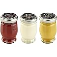 Le Must Premium Glass Condiment Assortment Mini Jars (Le Must Ketchup, Yellow Mustard, Mayonnaise) Pack of 3