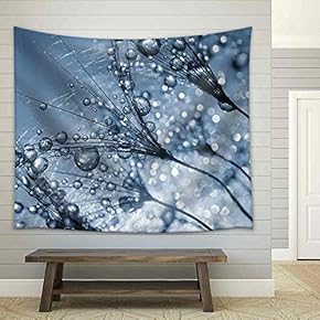 Dewy Dandelion Flower Close Up - Fabric Wall Tapestry Home Decor - 51x60 inches