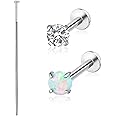 THE JEWEL PICK Flat Back Earrings for Women, Helix Tragus Conch Piercing Jewelry, Implant Grade Titanium Earrings, Threadless Nose Studs 18g, Hypoallergenic Cartilage Earring Stud Gold