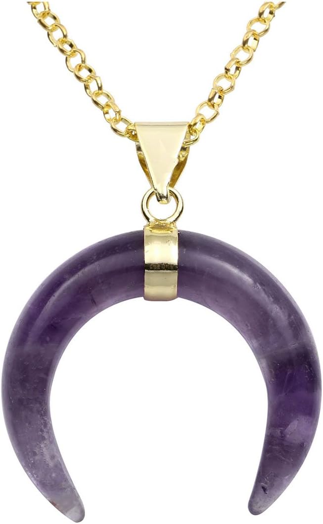 QGEM Natural Amethyst Quartz Crystal Healing Point Chakra Bead Irregular Gemstone Pendant for Stainless Steel Necklace Making