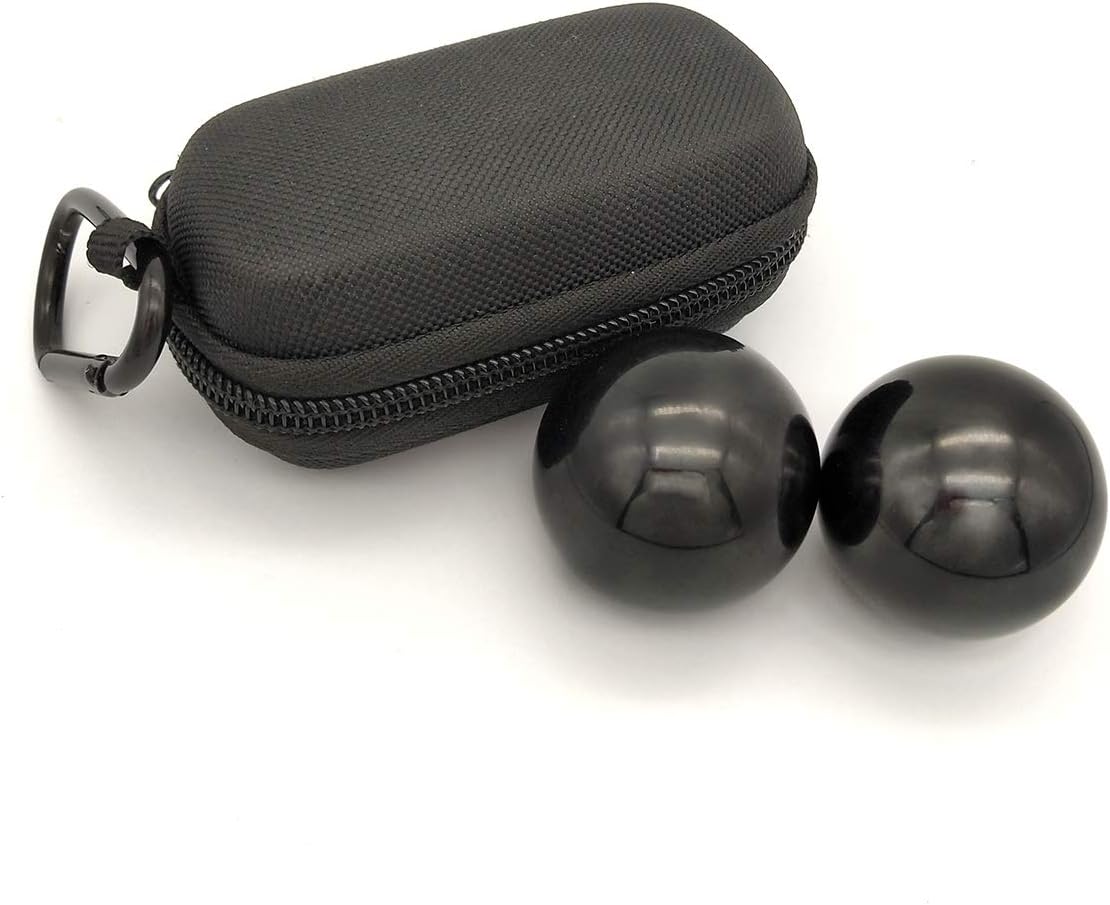 Baoding Fitness Ball, 2pcs 1.57Inch Solid Steel Health Exercise Massage Handball Boiled Black: Sports & Outdoors