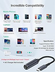 4.5mm Barrel Tip to USB C Adapter, 45W 65W 100W