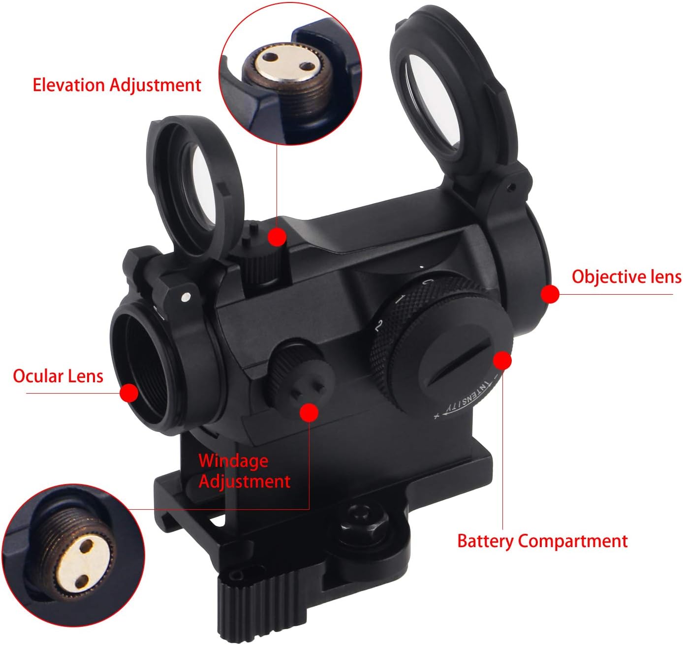 ToopMount Optical Scope Illuminated Red Dot Sight Telescope 1X24 mm Waterproof Aluminum Anti-Reflex Optical Coating Adjustable Scopes for Outdoor Sporting Games - Image 5