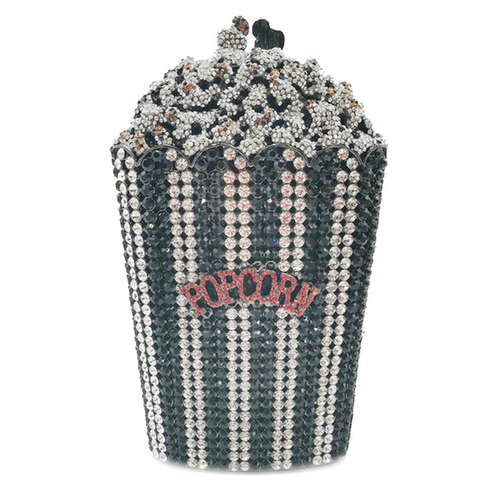 Photo 1 of DJBM Luxury Women Popcorn Rhinestone Evening Bag Funny Crystal Handbag Novelty Diamond Clutch Purse for Evening Party Prom, Black