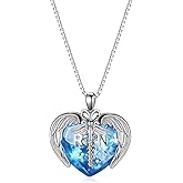 AOBOCO Sterling Silver Registered Nurse RN NP LPN Caduceus Pendant Necklace with Angel Heart Charm Made with Austrian Crystal, Nurse Nursing School Graduation Gifts for Women