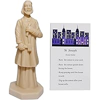 Flazmyxent St Joseph Statue for Selling House Resin Figurine Protecting Home with Instruction Prayer Complete Set Solid, Beig