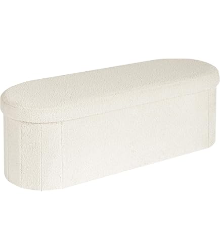 StorageBud 30" Ottoman Bench With Storage - Foldable, Grey Boucle, Foot Rest, Holds Up To 660lbs - View #9