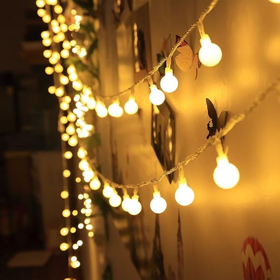 ELINKUME® LED Globe Lichterkette, 4.2M 40er Warmweiß Kugel String Licht, Wünderschöne-Deko für Weihnachten, Hochzeit, Party, 