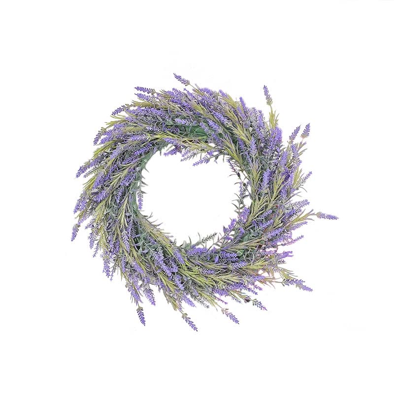 zalati Artificial Lavender Wreath 17Inch /43cm Fake Purple Lavender for Door, Yard, Wedding, Wall, Window, Spring Decor