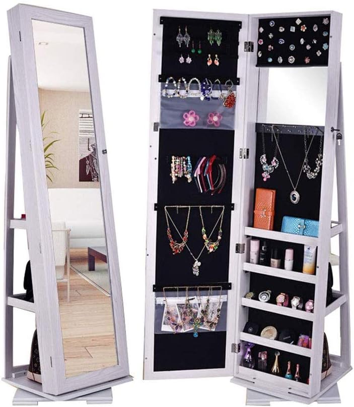 TONGSH Joyería Organizador de la joyería de Gabinete 360 de rotación