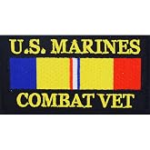 Officially Licensed United States Marine Corps USMC Combat Vet Patch, with Iron-On Adhesive