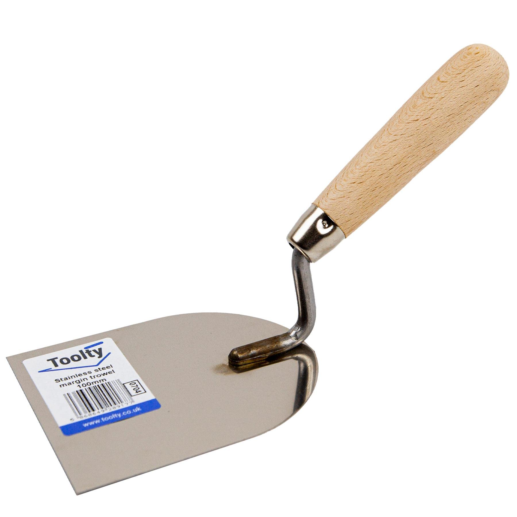 Toolty Stainless Steel Stucco Trowel, Plastering Trowel - 100mm - for Brickwork and Plastering - Wooden Handle - DIY - TLTY-0704 โ image 1