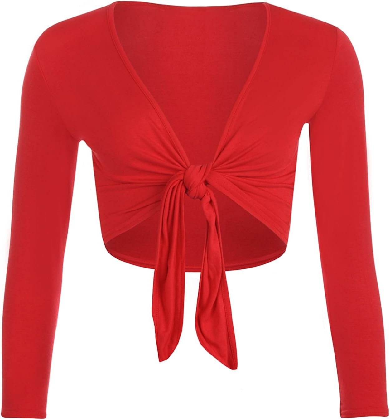 Fashion Valley Womens Tie Knot Shrug Short Ladies Crop Cardigan Wrap Bolero Top Plus Size 8-22 