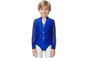 Jowowha Kids Boys Ballroom Latin Salsa Dance Shirt Romper Bodysuit Gymnastics Leotard Performance Outfits Dancewear