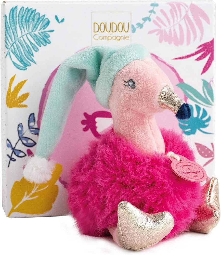 Doudou et Compagnie DC3525 MINIZOO Flamingo with Hat, Pink