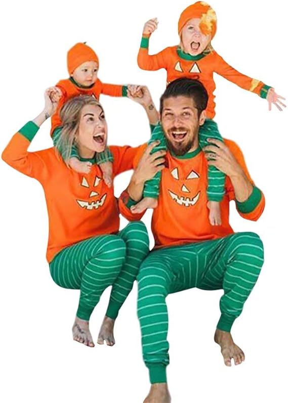 Amazon Co Jp Burning Go ハロウィン ルームウェア パジャマ 親子お揃い 家族お揃い 長袖 カボチャ ベビー服 ロンパース カバーオール 帽子付き 子供服 上下セット ロングパンツ 兄弟 大人用 ペアルック カップル 男女兼用 服 ファッション小物