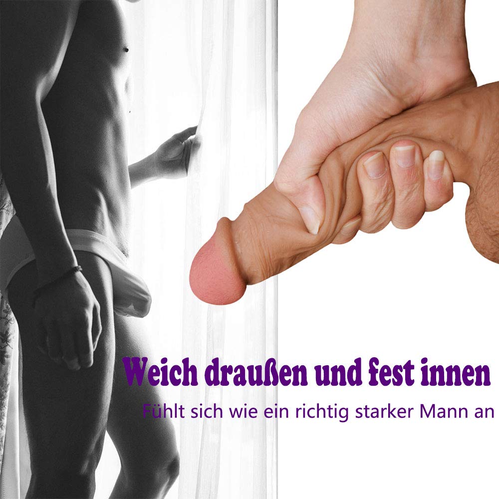 Realistischer Dildo mit Starkem Saugnapf,Lnabni weichen Zwei Layer Silikon Dilos Sexspielzeug mit prallen Hoden,Perfekter Analdildo,Real Dong Anal Plug Penis Nachbildung ,21.5cm