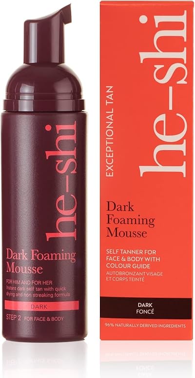 he-shi Dark Foaming Mousse Self Tan Ultra-Dark Streak-Free Vegan Cruelty-Free