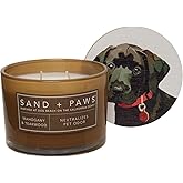 Sand and Paws Scented Candle - Mahogany & Teakwood – Luxurious Air Freshening Jar Candles Neutralize pet Odors and Enhance Home décor – 100% Cotton Lead-Free Wicks - 12 oz