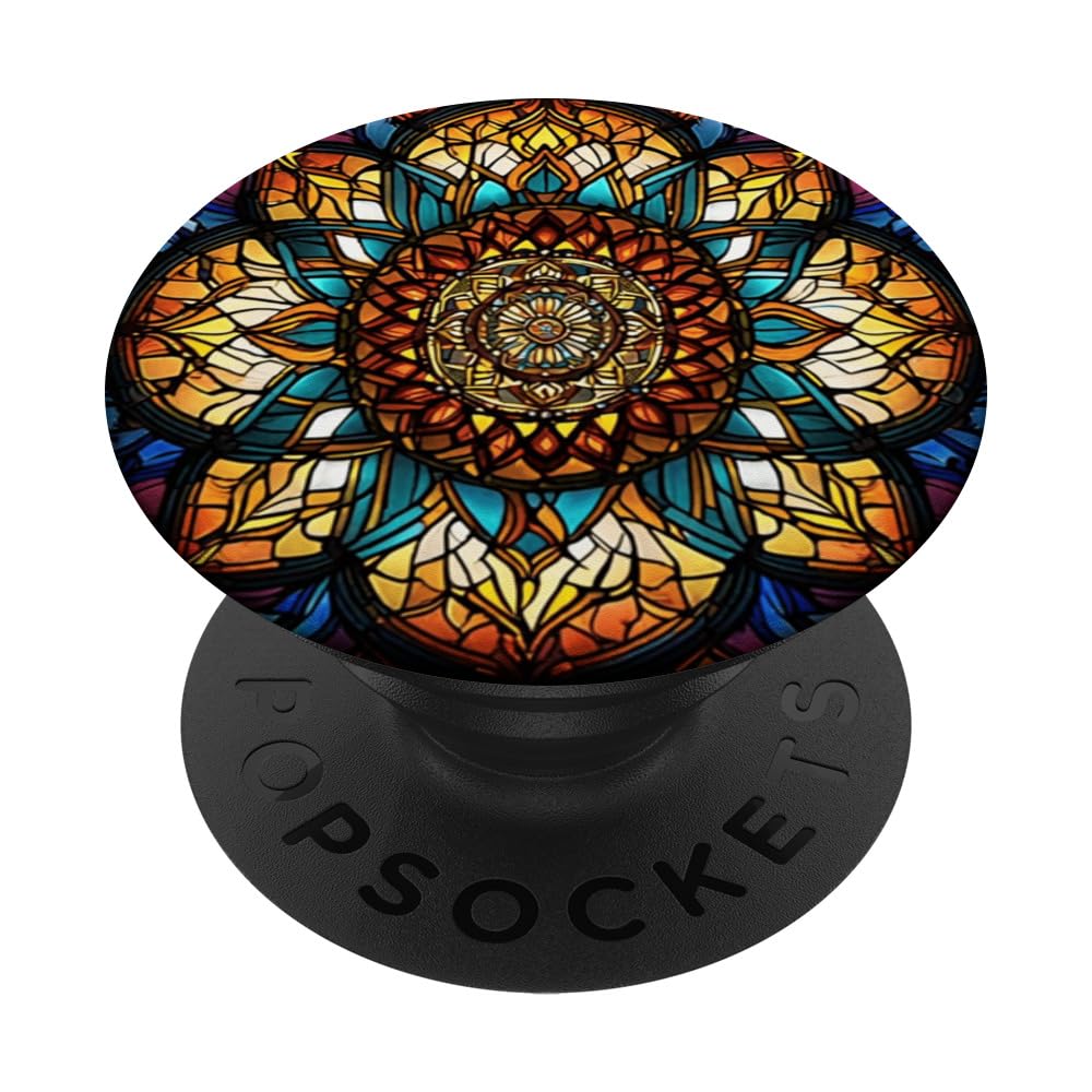 Colorful Mandala Glass Pattern Bohemian Spiritual Meditation PopSockets Swappable PopGrip