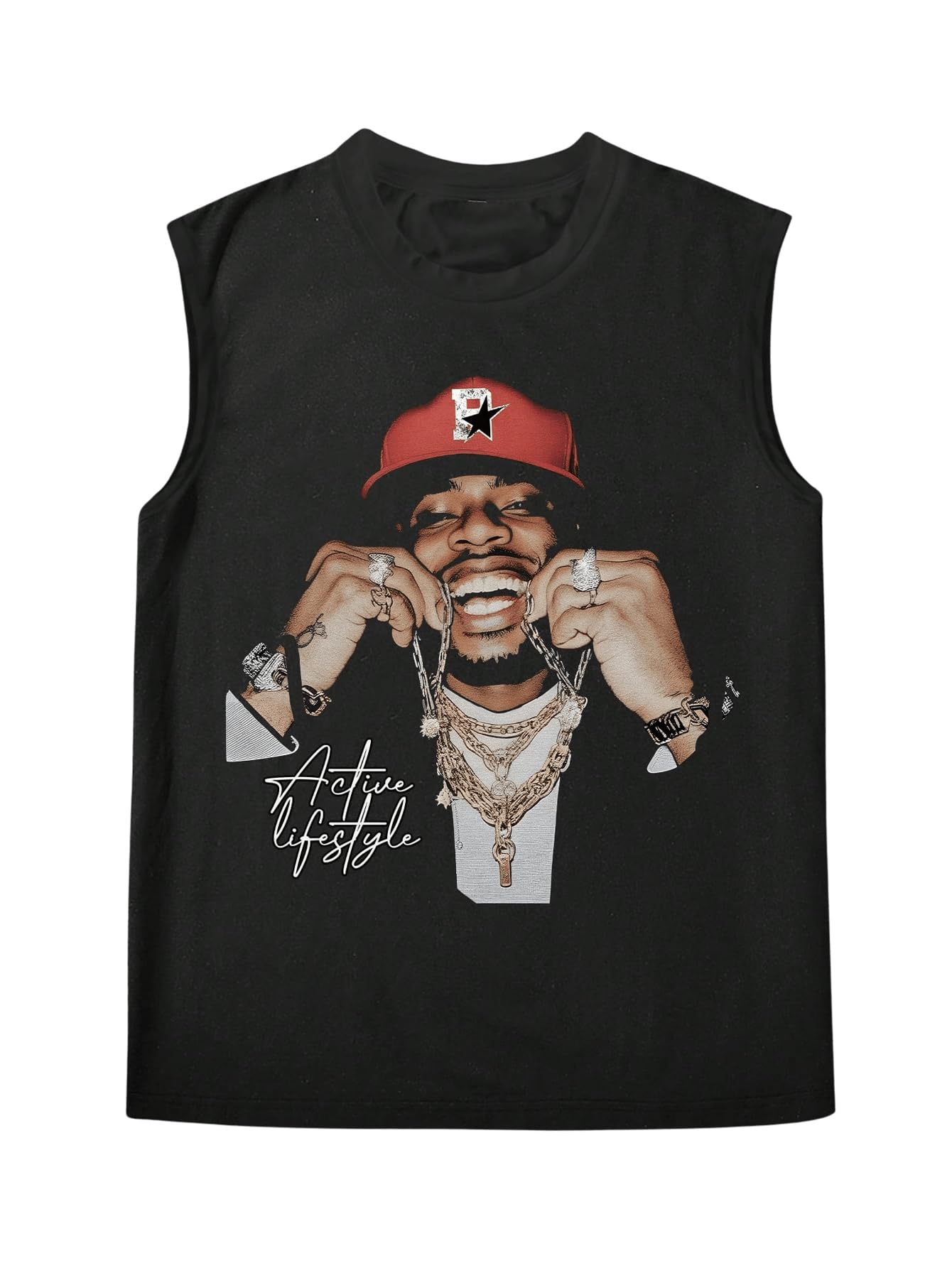 SOLY HUX Men's Vintage Graphic Tank Tops Crew Neck Sleeveless Cut Off Shirts Streetwear