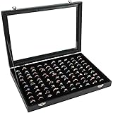 Siveit Ring Case, 100 Slot Ring Box Storage Organizer Jewelry Ring Display Case Collector Earring Showcase Ring Tray, Modern 