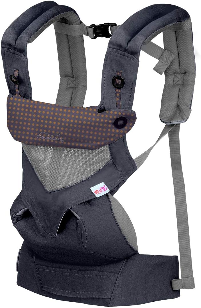 Upgrow Baby Carrier Slings Safety Baby Front Back Carrier Infant Backpack Wrap Harness with Hood for Newborn Infants Toddlers (Navy Blue)