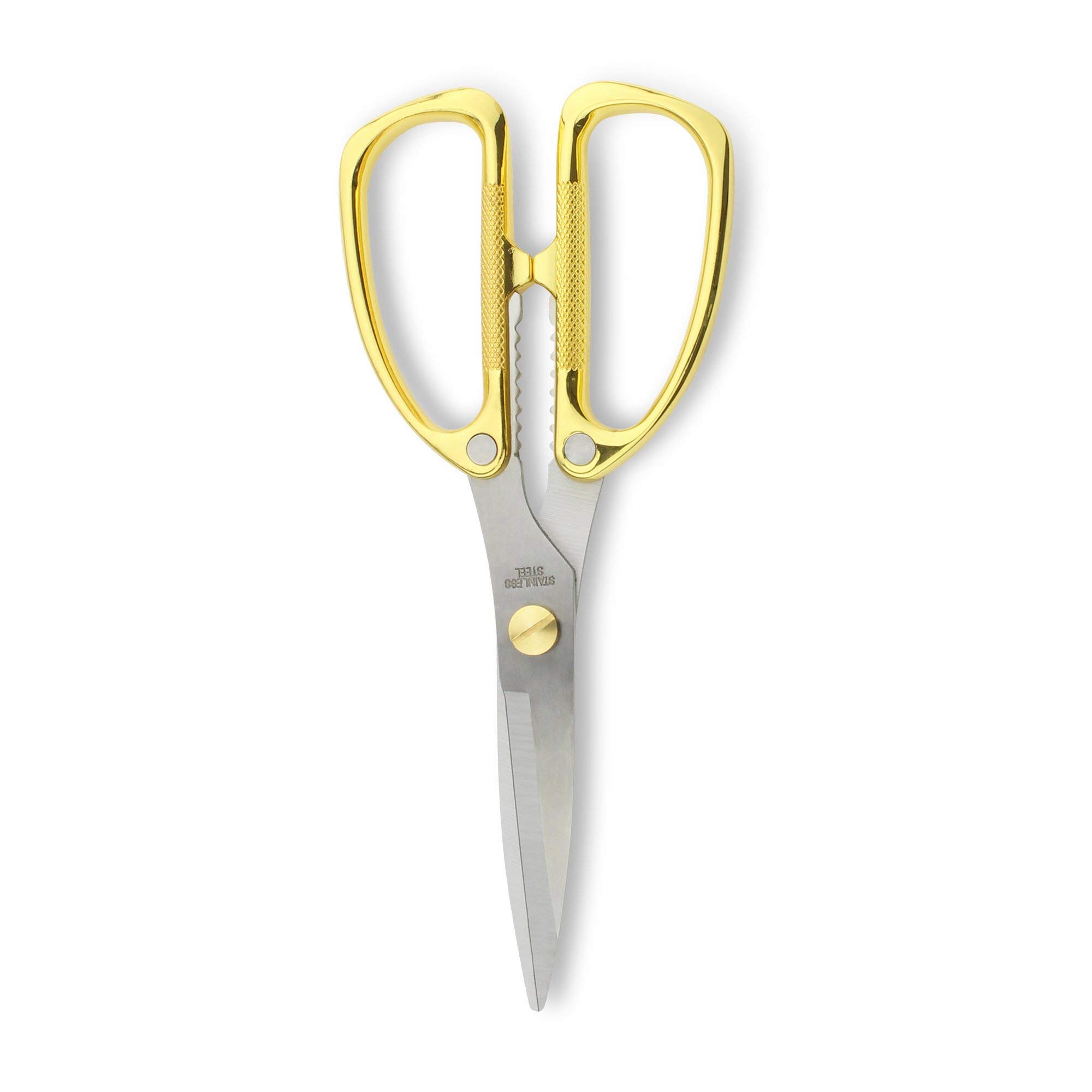 Grunwerg Multi-purpose Kitchen Shears Scissors, Heavy Weight Heavy Duty, Stainless Steel, Golden, 18.5 x 8.5 x 1 cm