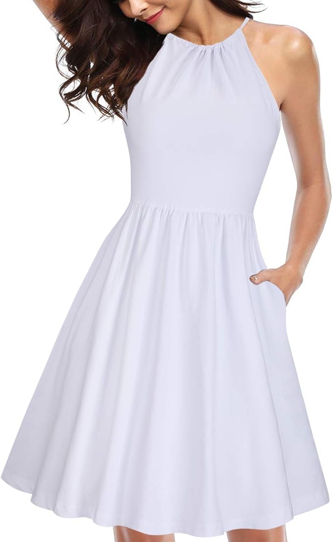 white halter neck summer dress