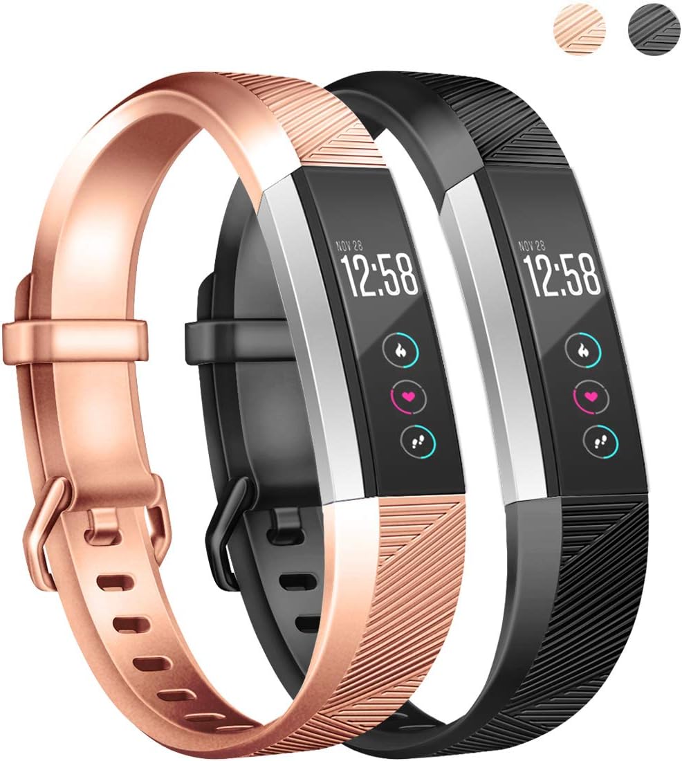 Wekin Replacement Silicone Sport Bands Compatible for Fitbit Alta and Alta HR Fitness Tracker, Breathable Accessory Bracelet Strap Wristband with Secure Buckle for Women Men