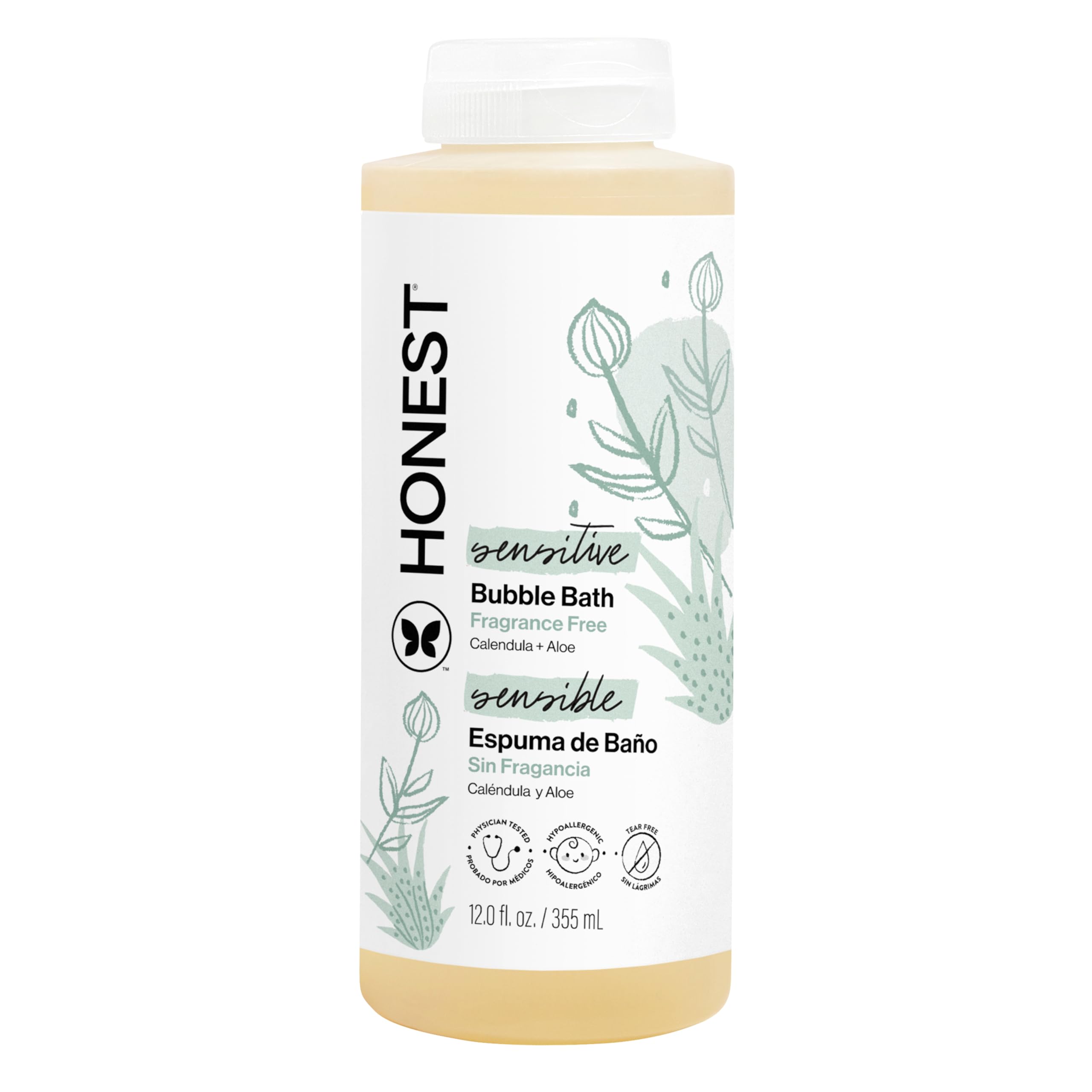 The Honest Company Bubble Bath, Hypoallergenic, Fragrance-Free, 12 fl oz