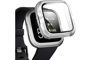 Miimall Compatible with Fitbit Versa 2 Case with Screen Protector Clear, Full Coverage Anti-scratch Screen Protector Matte Protective Case Cover for Fitbit Versa 2 Clear