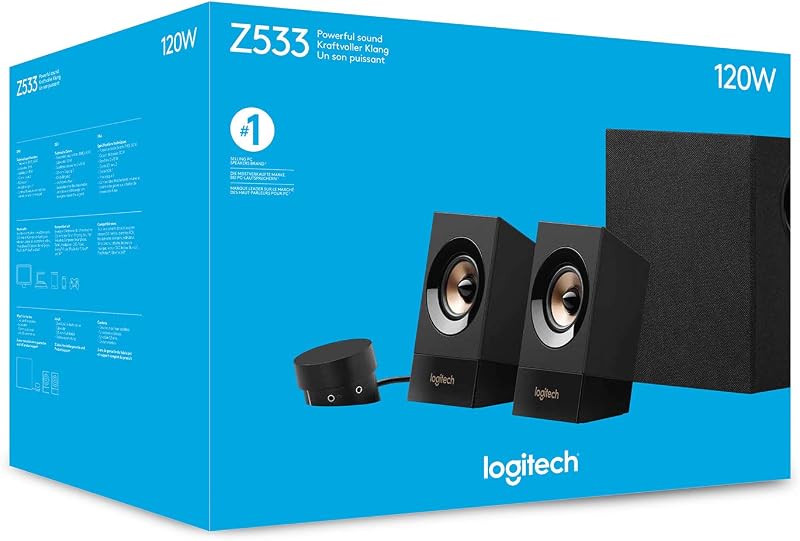 Z533 2.1 Sistema de Altavoces 2.1 con Subwoofer, Sonido Potente, 120W de Pico, Graves Potentes, Entradas Audio 3,5 mm/RCA, Multidispositivo, Enchufe EU, PC/PS4/Xbox/TV/Smartphone/Tablet