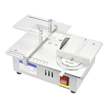 NovelLife Mini Tischkreissäge,80W Holzbearbeitung Hobby Tischsäge mit 3' Kreissägenblatt,24V Einstellbar Netzteil for DIY Han