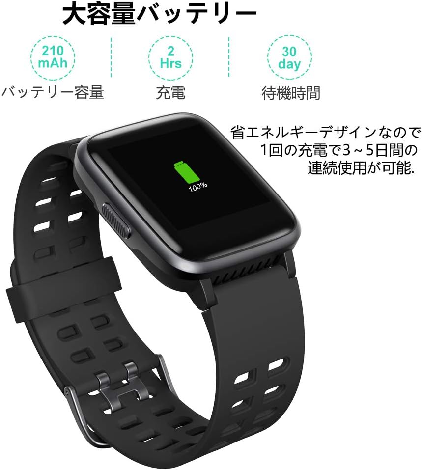 Yamay スマートウォッチ 腕時計 最新 万歩計 心拍計 活動量計 ストップウォッチ IP68防水 スマートブレスレット