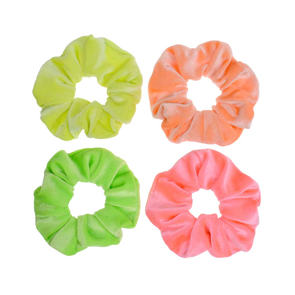 4 Pcs Neon Color Velvet Scrunchies for Hair Girls' Hair Elastics ties Accessories