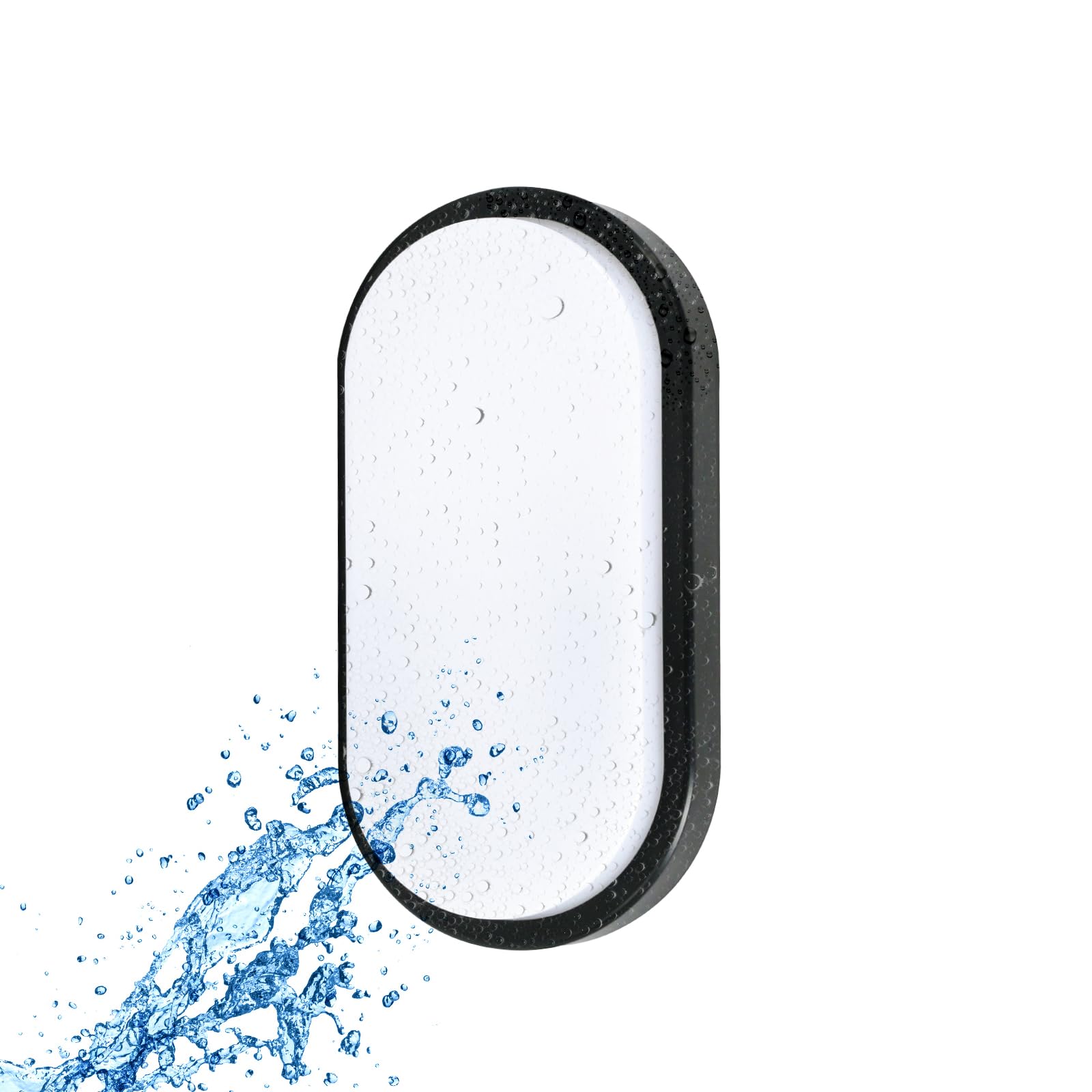 paul russells 8W Oval LED Bulkhead Light – Wall Mounted Outdoor Fixture with Black Trim, IP54 Waterproof, 650LM, 6500K Daylight White, Perfect for Bathroom, Kitchen, Hallway, Garden and ceiling 1 Pack
