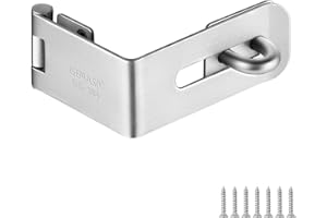 GEMASP Hasp Latch, 90 Degree Solid 304 Stainless Steel File Cabinet Lock Desk GEMASP Drawer Lock, Safe Security Padlock Latch Hasp Lock for Personal Privacy (Large)